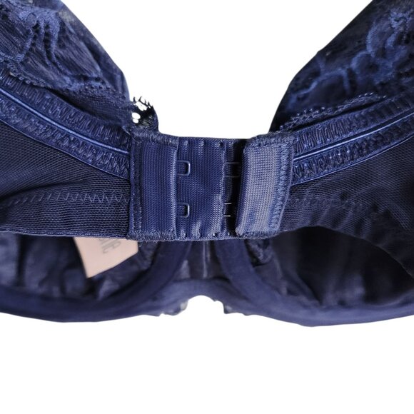 Panache Bra 40DD 40 E Blue Navy Women's Envy Bra Underwire Lace Back Close - Picture 7 of 9